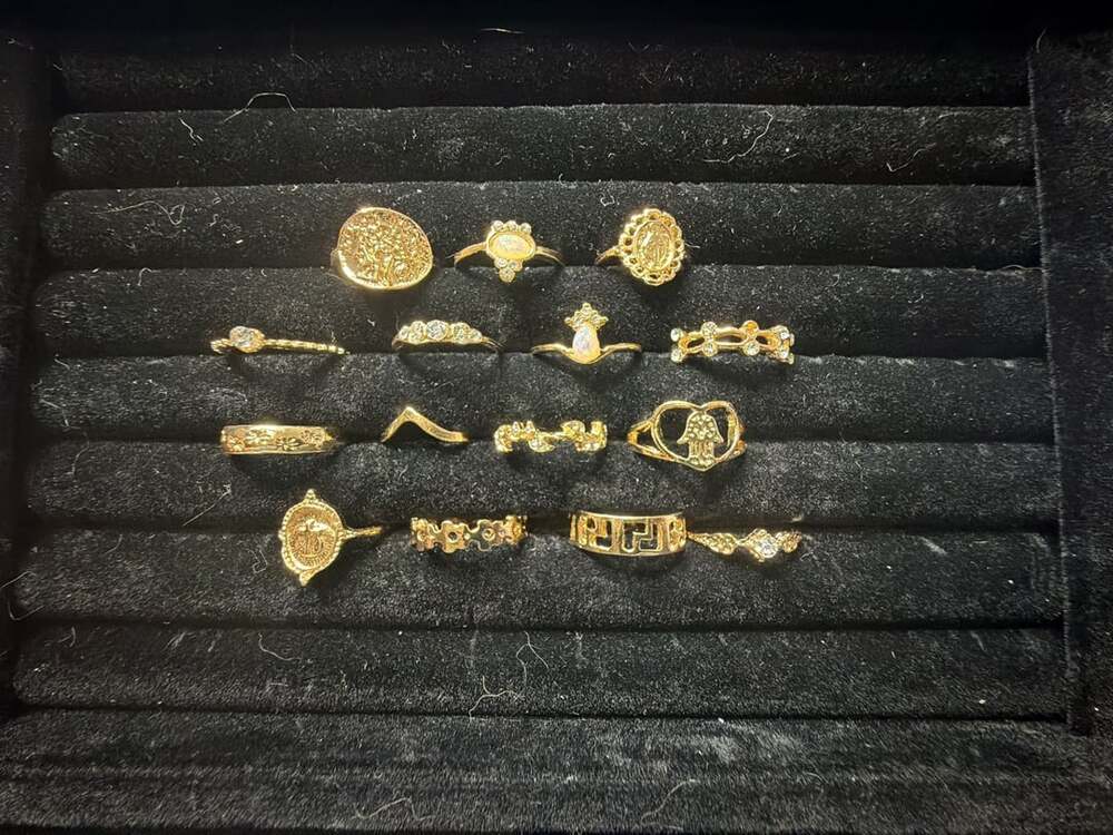 Gold Tone Fashion Ring Set 15-Piece Assorted Styles